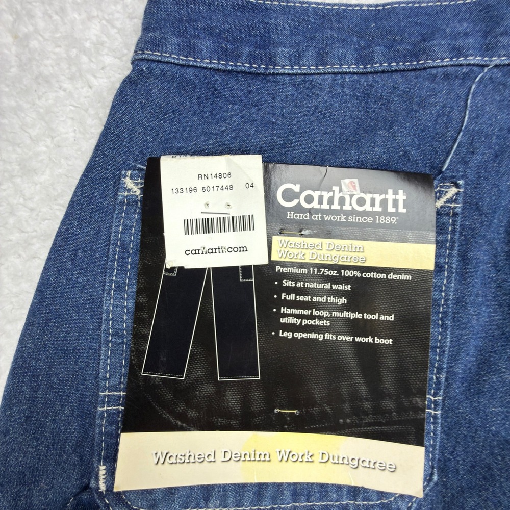 Carhartt Washed Denim Work Dungaree Jeans Mens 28X32 B13 DST Darkstone NWT NOS